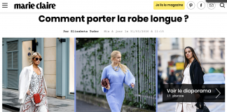 MARIE CLAIRE parution : Comment porter la robe longue? La Coquette Italienne - Maria Rosaria Rizzo - Marie Claire